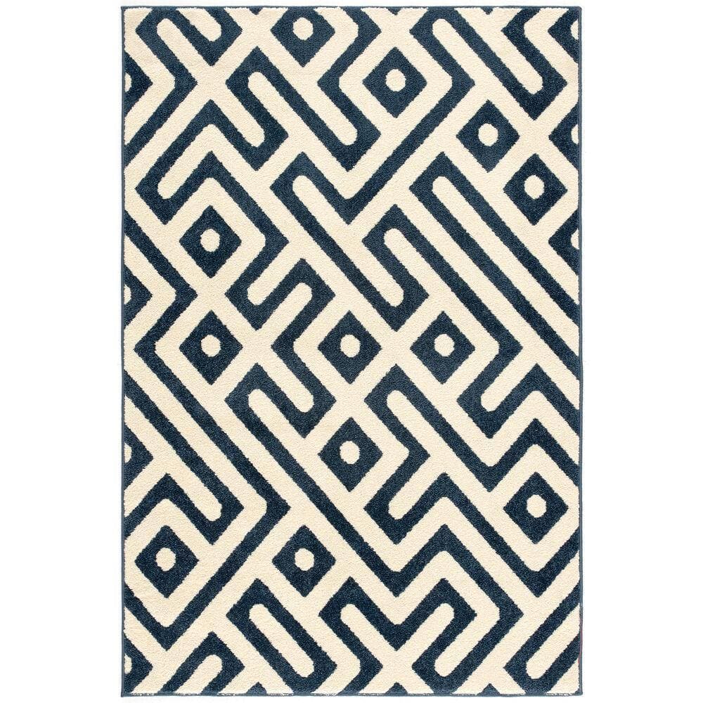 Hanover Outdoor Decor Hanover - 9 Ft. x 12 Ft. Indoor/Outdoor Backless Rug with 5000 Hours of UV Protection - Greek Key Royal Blue