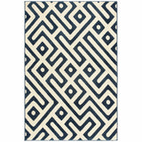 Hanover Outdoor Decor Hanover - 9 Ft. x 12 Ft. Indoor/Outdoor Backless Rug with 5000 Hours of UV Protection - Greek Key Royal Blue