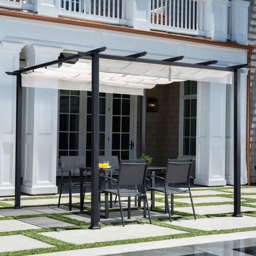 Hanover Outdoor Decor Reed 9.8' D x 9.8' W x 7.6' H Pergola with Adjustable Gray Sling Canopy