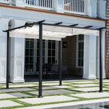 Hanover Outdoor Decor Reed 9.8' D x 9.8' W x 7.6' H Pergola with Adjustable Gray Sling Canopy