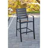 Hanover Outdoor Dining Chairs Hanover - Commercial Alum Slat Counter Height Dining Chair S/1 - Gunmetal - CORTDNBRCHR-1GM