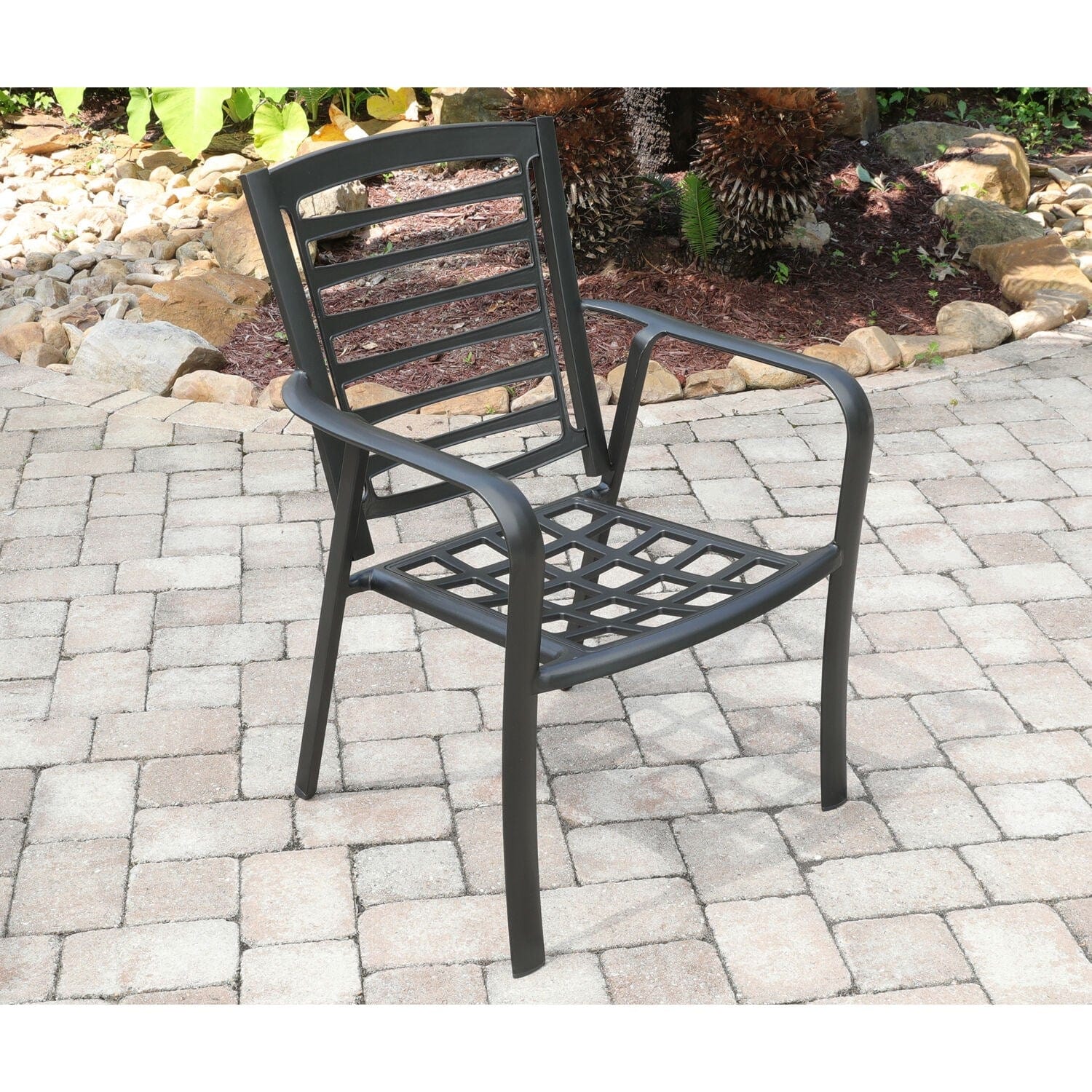 Hanover Outdoor Dining Chairs Hanover - Commercial aluminum dining chair with Sunbrella cushion - Gunmetal/Ash - PEMDNCHR-1GMASH