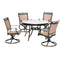 Hanover Outdoor Dining Set Hanover - 5pc Dining Set: 48" round glass top table, 4 sling swivel rockers, includes cover FNTDN5PCSWG-SC