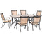 Hanover Outdoor Dining Set Hanover - 7pc Dining Set: 40x68"tile top table, 6 sling dining chairs,includes cover