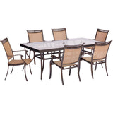 Hanover Outdoor Dining Set Hanover - 7pc Dining Set:42x84"glass top tbl, 6 sling dining chrs, includes cover