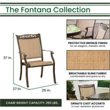 Hanover Outdoor Dining Set Hanover - 7pc Dining Set:42x84"glass top tbl, 6 sling dining chrs, includes cover | FNTDN7PCG