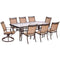 Hanover Outdoor Dining Set Hanover - 9pc Dining Set:42x84"glass top tbl,6 sling chrs, 2 sling swvl rckrs, cover FNTDN9PCSWG-2-SC