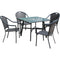 Hanover Outdoor Dining Set Hanover - Bambray 5pc Dining Set: 4 Woven Dining Chairs and 1 38" Sq Glass Tbl BAMDN5PCG