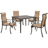Hanover Outdoor Dining Set Hanover Brigantine 5-Piece Outdoor Dining Set with 4 Contoured-Sling Chairs and a 42-In. Square Cast-Top Table - BRIGDN5PCSQ