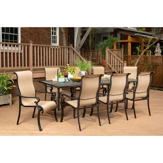Hanover Outdoor Dining Set Hanover - Brigantine 9-Piece Dining Set with an Expandable Cast-Top Dining Table