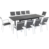 Hanover Outdoor Dining Set Hanover - Cameron 11-Piece Expandable Dining Set with 10 Sling Dining Chairs and a 40" x 94" Table