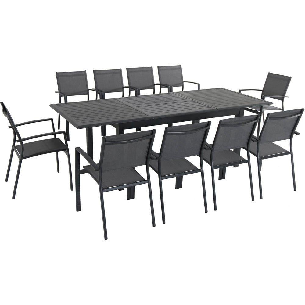 Hanover Outdoor Dining Set Hanover - Cameron 11-Piece Expandable Dining Set with 10 Sling Dining Chairs and a 40" x 94" Table