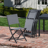 Hanover Outdoor Dining Set Hanover Cameron 7-Piece Expandable Dining Set with 6 Folding Sling Chairs and a 40" x 94" Table - CAMDN7PCFD-GRY