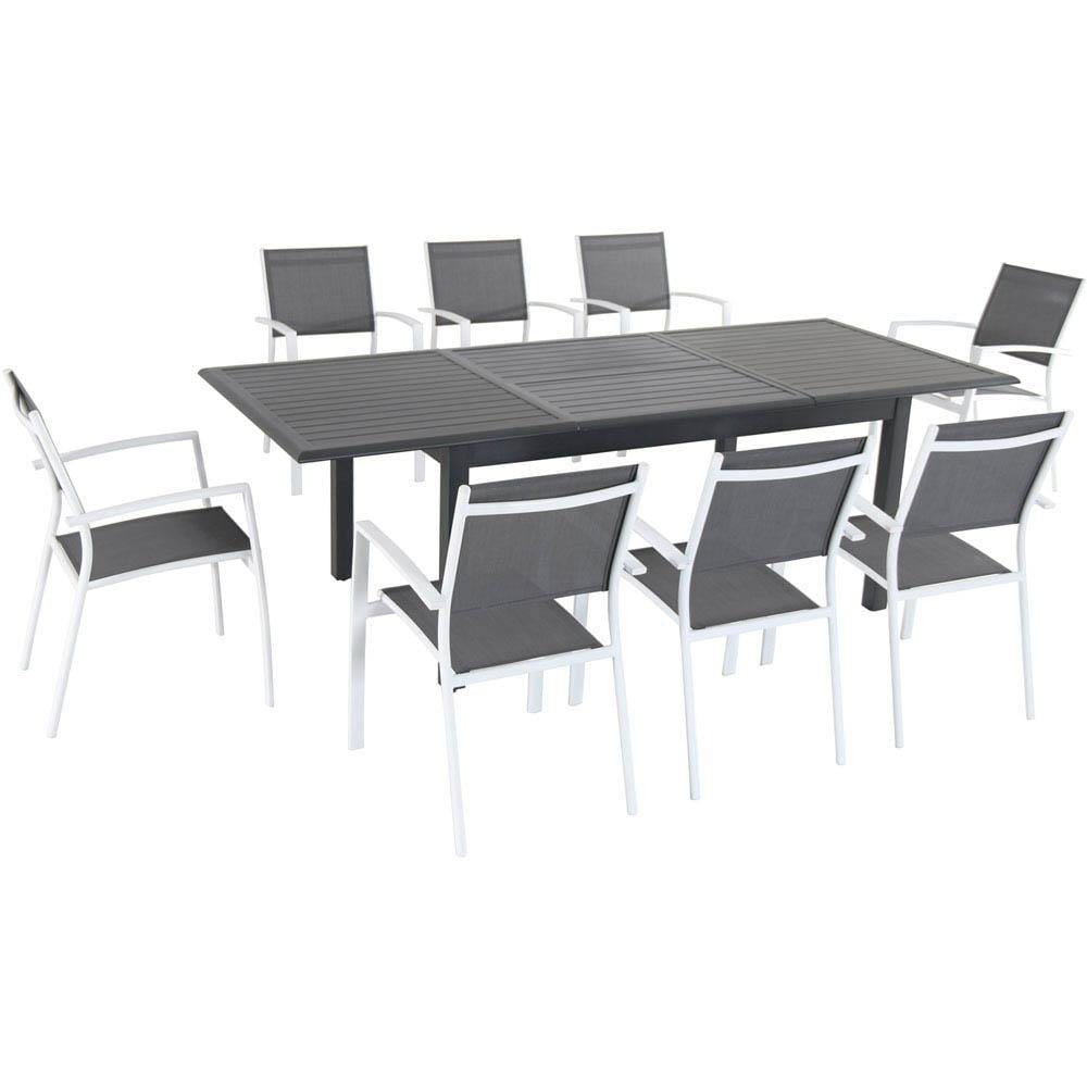 Hanover Outdoor Dining Set Hanover Cameron 9-Piece Expandable Dining Set with 8 Sling Dining Chairs and a 40" x 94" Table