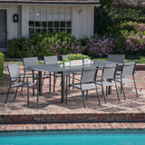 Hanover Outdoor Dining Set Hanover Cameron 9-Piece Expandable Dining Set with 8 Sling Dining Chairs and a 40" x 94" Table - CAMDN9PC-GRY