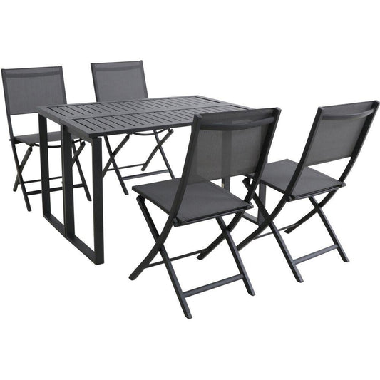 Hanover Outdoor Dining Set Hanover - Conrad 5pc Dining Set: 4 Sling Foling Chairs and Folding Table