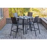 Hanover Outdoor Dining Set Hanover - Cortino 5 piece Counter Height Dining | 4 Slat Counter Height Chrs | 42" Slat Table | CORTDN5PCSBR
