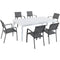 Hanover Outdoor Dining Set Hanover Del Mar 7-Piece Outdoor Dining Set with 6 Sling Chairs in Gray and a 40" x 118" Expandable Dining Table - DELDN7PC-WG