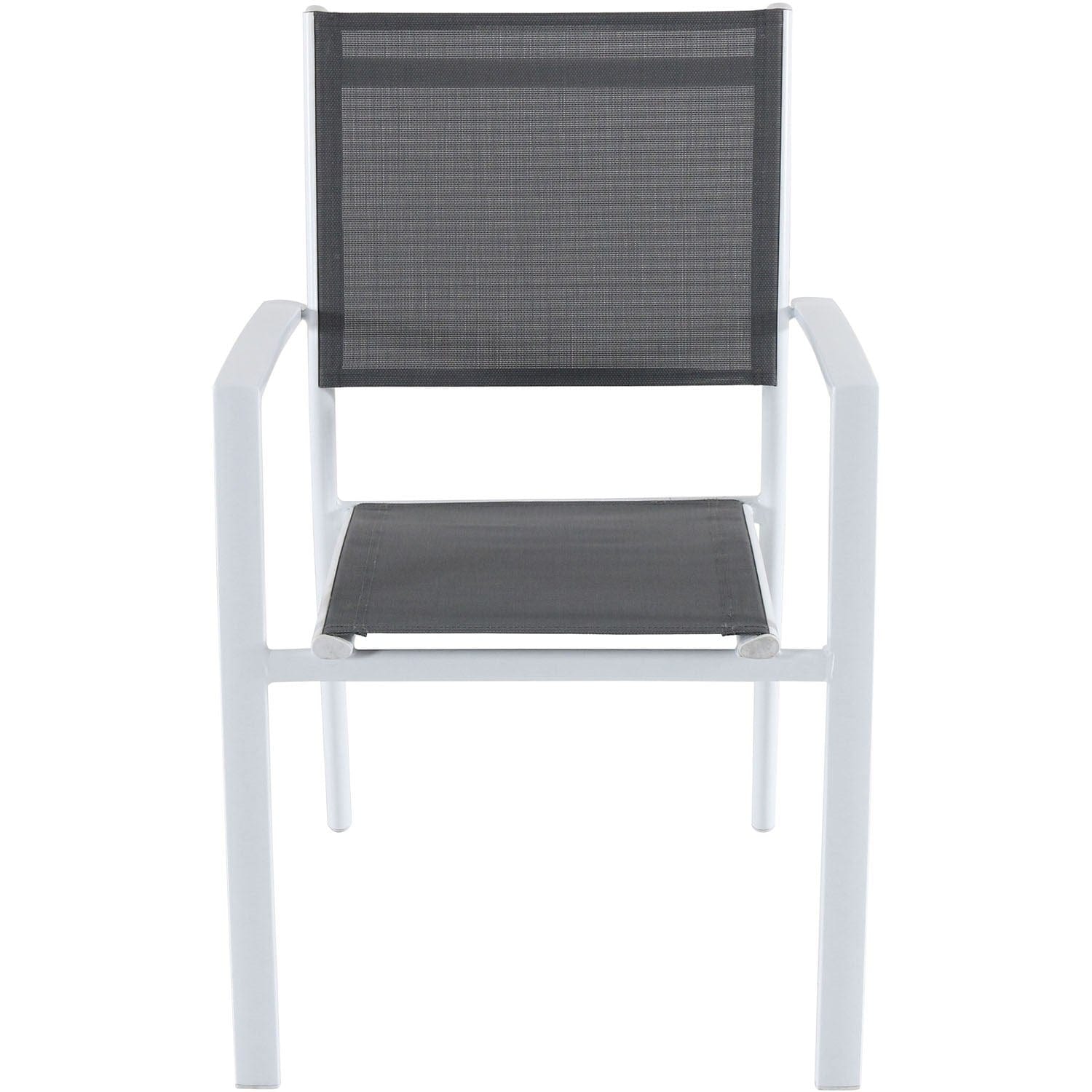 Hanover Outdoor Dining Set Hanover- Del Mar 7 Piece Outdoor Dining Set with 6 Sling Chairs in Gray/White and a 40" x 118" Expandable Dining Table | DELDN7PC-WW