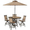 Hanover Outdoor Dining Set Hanover Fontana 5-Piece High-Dining Set with 4 Counter-Height Swivel Chairs, 56-in. Tile-Top Table, 9-Ft. Umbrella and Umbrella Base