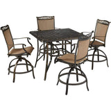 Hanover Outdoor Dining Set Hanover Fontana 5-Piece High-Dining Set with 4 Counter-Height Swivel Chairs and 42-in. x 42-in. Cast-Top Table, FNTDN5PCPSQBR
