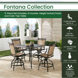Hanover Outdoor Dining Set Hanover Fontana 5-Piece High-Dining Set with 4 Counter-Height Swivel Chairs and 42-in. x 42-in. Cast-Top Table | FNTDN5PCPSQBR