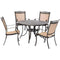 Hanover Outdoor Dining Set Hanover Fontana 5-Piece Outdoor Dining Set with 4 Sling Chairs and a 48-In. Cast-Top Table - FNTDN5PCC