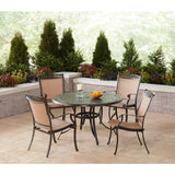 Hanover Outdoor Dining Set Hanover Fontana 5-Piece Outdoor Dining Set with 4 Sling Chairs and a 48-In. Cast-Top Table | FNTDN5PCC