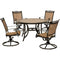 Hanover Outdoor Dining Set Hanover - Fontana 5-Piece Outdoor Dining Set with Four Swivel Rockers and a 51 In. Tile-top Dining Table