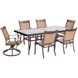 Hanover Outdoor Dining Set Hanover - Fontana 7-Piece Dining Set with Four Stationary Dining Chairs, Two Swivel Rockers, and an Extra-Large Glass-Top Dining Table
