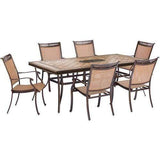 Hanover Outdoor Dining Set Hanover - Fontana 7-Piece Dining Set with Six Stationary Dining Chairs and a Large Tile-Top Table
