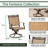 Hanover Outdoor Dining Set Hanover Fontana 7-Piece Dining Set with Six Swivel Rocking Chairs, a Tile-Top Dining Table, 9 Ft. Umbrella and Umbrella Stand | FNTDN7PCSWTN-SU