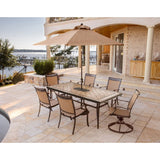 Hanover Outdoor Dining Set Hanover - Fontana 7 Piece Dining Set with Two Swivel Rockers | Four Dining Chairs, a Tile-Top Dining Table | 9 Ft. Umbrella and Stand | FNTDN7PCSWTN2-SU
