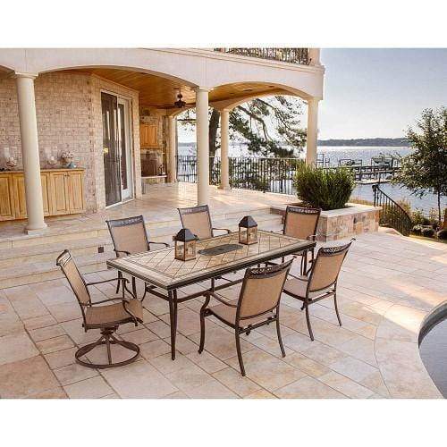 Hanover Outdoor Dining Set Hanover Fontana 7-Piece Dining Set with Two Swivel Rockers, Four Stationary Dining Chairs, and a Large Tile-Top Dining Table - FNTDN7PCSWTN-2
