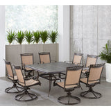 Hanover Outdoor Dining Set Hanover Fontana 9-Piece Outdoor Dining Set with 8 Sling Swivel Rockers and a 60-In. Square Cast-Top Table | FNTDN9PCSWSQC