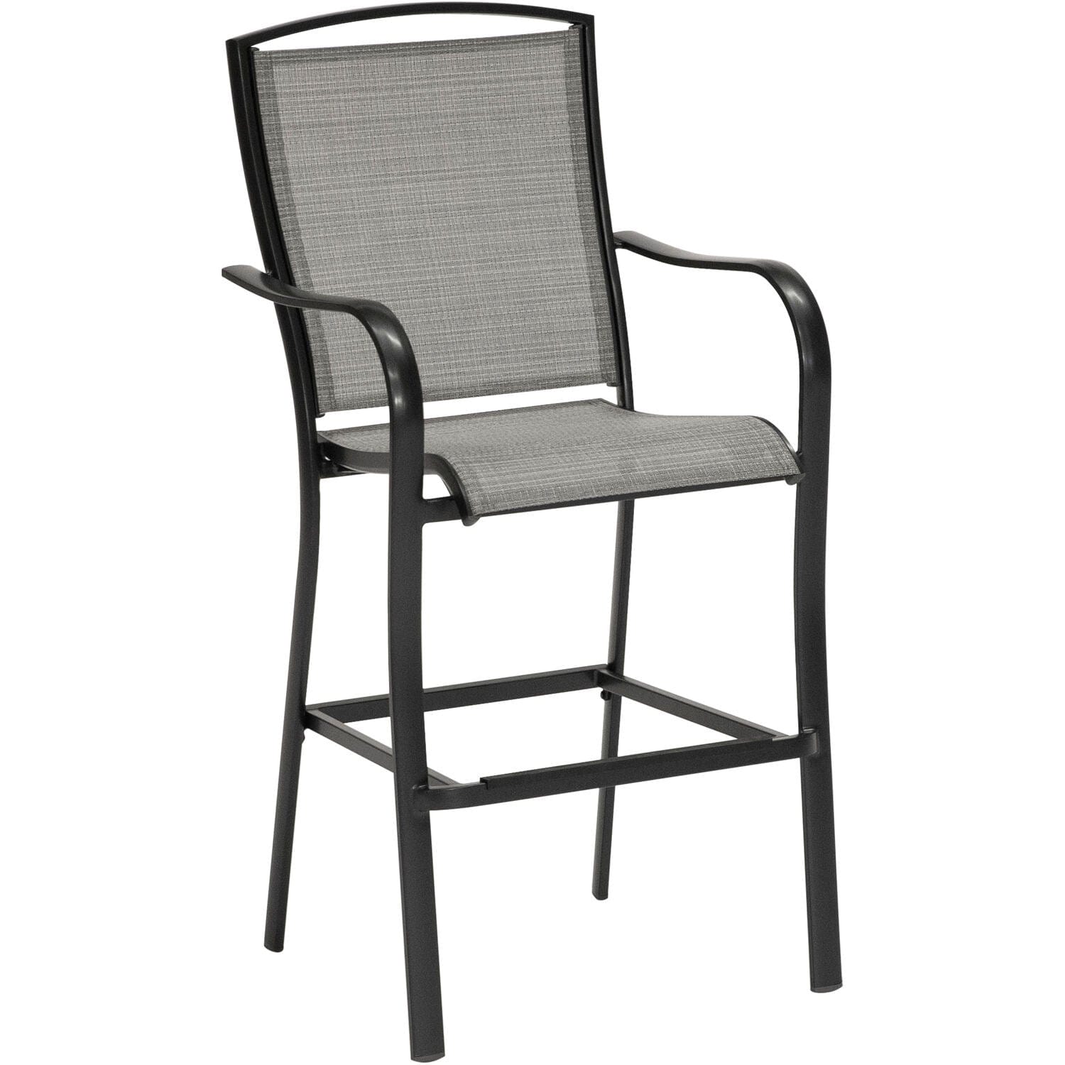 Hanover Outdoor Dining Set Hanover Foxhill 5-Piece Commercial-Grade Counter-Height Dining Set with 4 Sling Chairs and 42-in. Slat, 7.5-ft. Umbrella, and Stand | FOXDN5PCSBR-G-SU