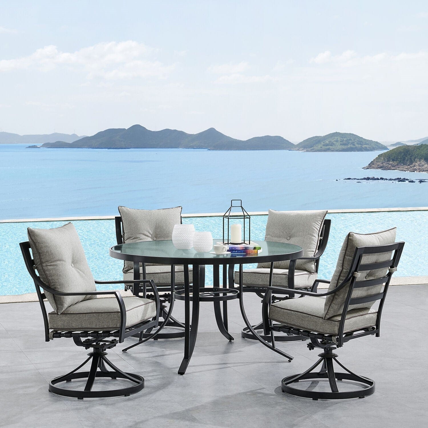 Hanover Lavallette 5-Piece Dining Set in Silver Linings with