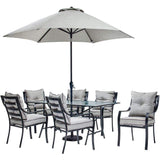 Hanover Outdoor Dining Set Hanover Lavallette 7-Piece Outdoor Dining Set with Table Umbrella and Base - LAVDN7PC-SU