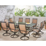 Hanover Outdoor Dining Set Hanover - Manor 11-Piece Dining Set with 10 Swivel Rockers and an Extra-Large 60" x 84" Cast-Top Dining Table - MANDN11PCSW10