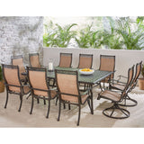 Hanover Outdoor Dining Set Hanover - Manor 11-Piece Dining Set with 6 Sling Chairs, 4 Swivel Rockers, and an Extra-Large 60" x 84" Cast-Top Dining Table - MANDN11PCSW4