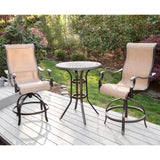 Hanover Outdoor Dining Set Hanover Manor 3-Piece High-Dining Set with 2 Contoured Swivel Chairs and a 30 In. Counter-Height Table - MANDN3PC-BR