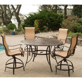 Hanover Outdoor Dining Set Hanover - Manor 5-Piece High-Dining Set with a 56 In. Cast-top Table and 4 Counter-Height Swivel Chairs - MANDN5PC-BR