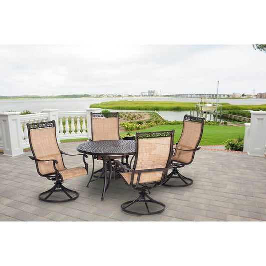 Hanover Outdoor Dining Set Hanover - Manor 5-Piece Outdoor Dining Set with Four Swivel Rockers MANDN5PCSW-4