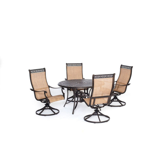 Hanover Outdoor Dining Set Hanover - Manor 5-Piece Outdoor Dining Set with Four Swivel Rockers | MANDN5PCSW-4