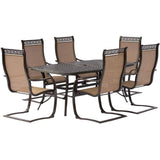 Hanover Outdoor Dining Set Hanover - Manor 7-Piece Dining Set with Six C-Spring Chairs and a 72 x 38 In. Cast-top Dining Table MANDN7PCSP