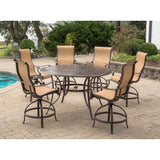 Hanover Outdoor Dining Set Hanover - Manor 7-Piece High-Dining Set with 6 Contoured Swivel Chairs and a 56 In. Cast-top Table | MANDN7PC-BR
