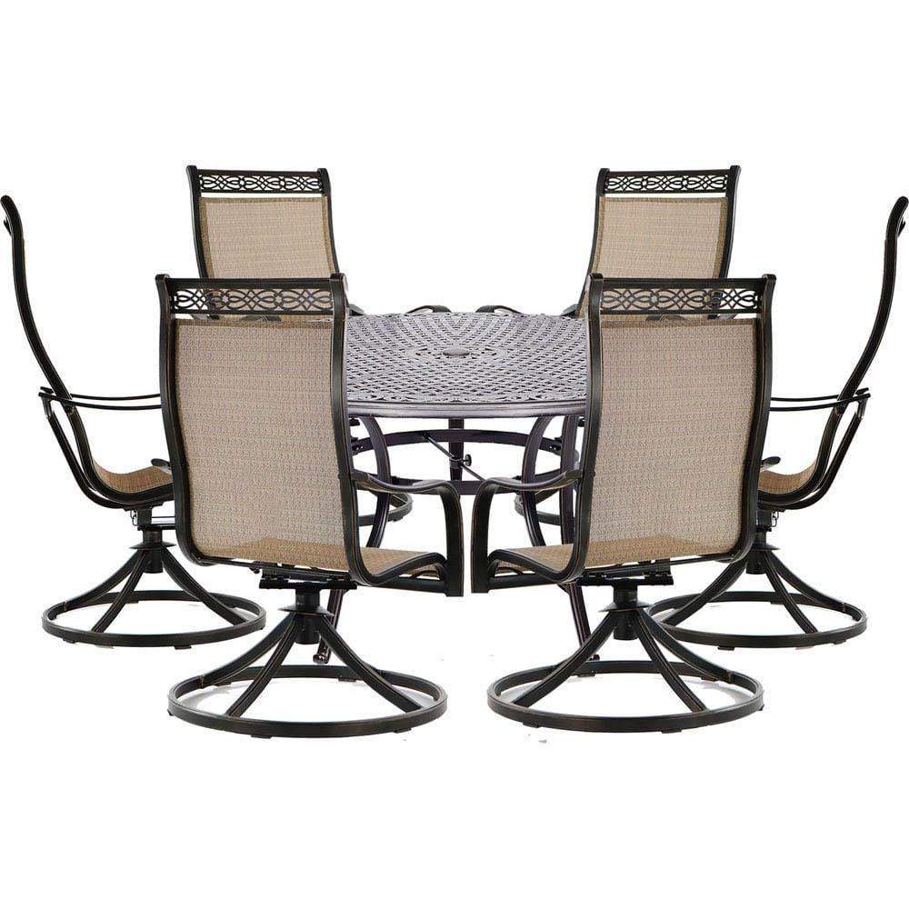 Hanover Outdoor Dining Set Hanover - Manor 7-Piece Outdoor Dining Set with Six Swivel Rockers and a Large 60 In. Cast-top Dining Table MANDN7PCSWRD6