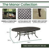 Hanover Outdoor Dining Set Hanover - Manor 9 Piece -  8 Sling Dining Chairs, 96"x60" Oval Cast Table | MANDN9PCOV