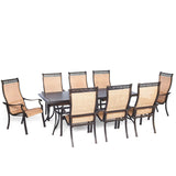 Hanover Outdoor Dining Set Hanover - Manor 9-Piece Outdoor Dining Set | 8 Sling Dining Chairs, 42x84" Cast Table | MANDN9PC
