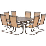 Hanover Outdoor Dining Set Hanover - Manor 9-Piece Outdoor Dining Set with Large Square Table and 8 C-Spring Chairs MANDN9PCSQSP